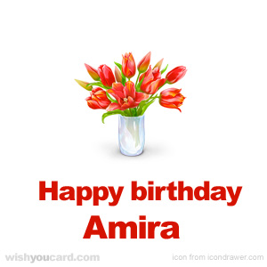 happy birthday Amira bouquet card