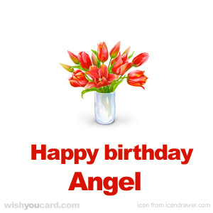 happy birthday Angel bouquet card