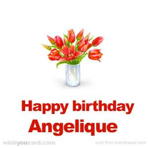 happy birthday Angelique bouquet card