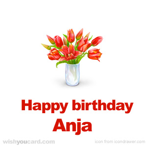 happy birthday Anja bouquet card