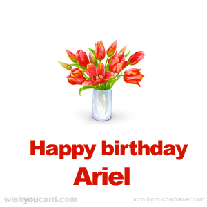 happy birthday Ariel bouquet card