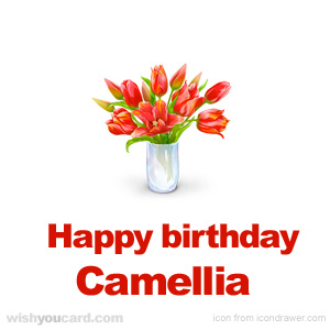 happy birthday Camellia bouquet card