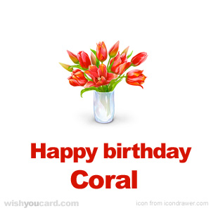 happy birthday Coral bouquet card