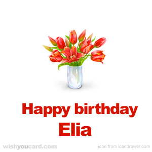 happy birthday Elia bouquet card