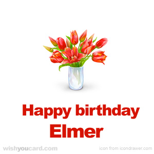 happy birthday Elmer bouquet card