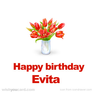 happy birthday Evita bouquet card