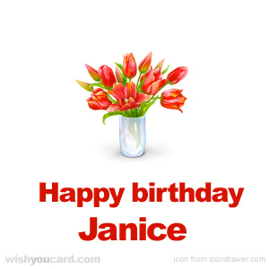 happy birthday Janice bouquet card