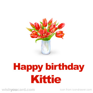 happy birthday Kittie bouquet card