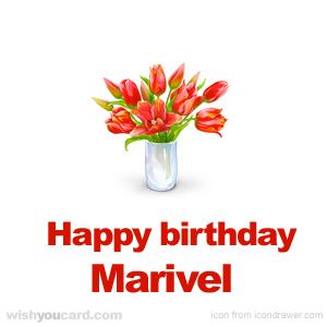 happy birthday Marivel bouquet card