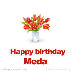 happy birthday Meda bouquet card