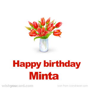 happy birthday Minta bouquet card