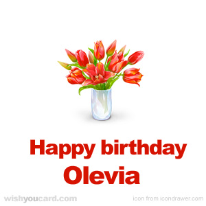 happy birthday Olevia bouquet card