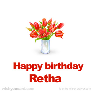 happy birthday Retha bouquet card