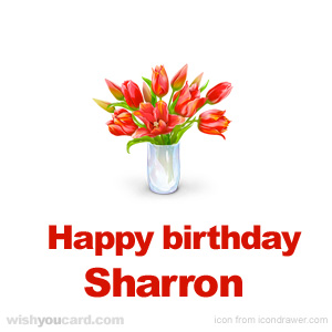 happy birthday Sharron bouquet card