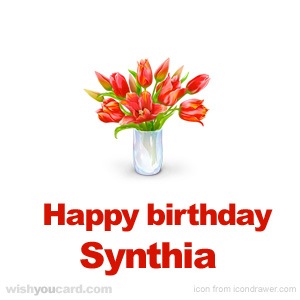 happy birthday Synthia bouquet card