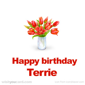 happy birthday Terrie bouquet card