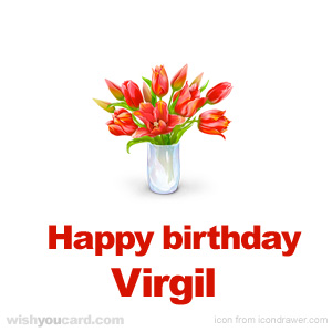 happy birthday Virgil bouquet card