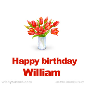 happy birthday William bouquet card