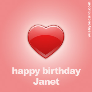 happy birthday Janet heart card