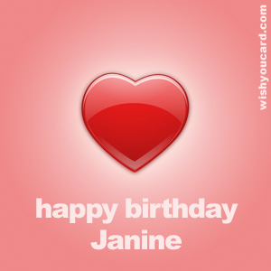 happy birthday Janine heart card