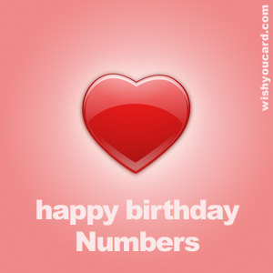happy birthday Numbers heart card