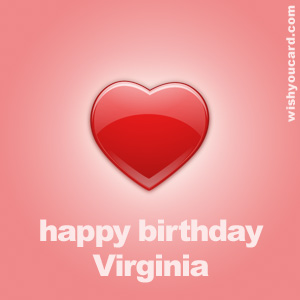 happy birthday Virginia heart card