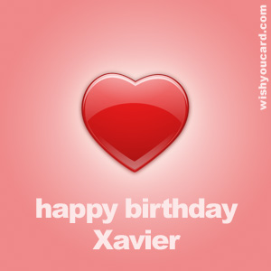 happy birthday Xavier heart card