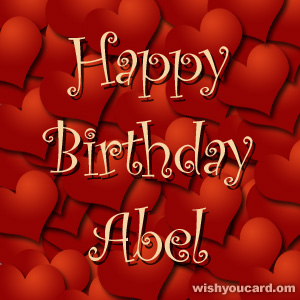 happy birthday Abel hearts card