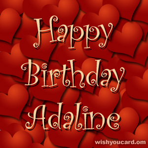 happy birthday Adaline hearts card