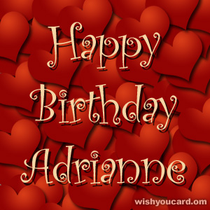 happy birthday Adrianne hearts card