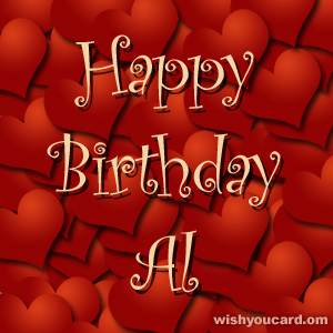 happy birthday Al hearts card