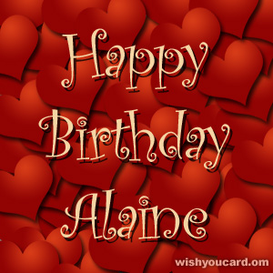 happy birthday Alaine hearts card