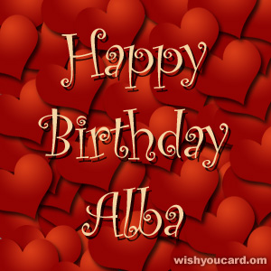 happy birthday Alba hearts card