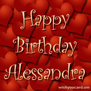 happy birthday Alessandra hearts card