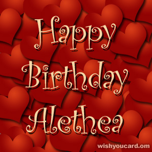 happy birthday Alethea hearts card