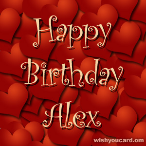 happy birthday Alex hearts card