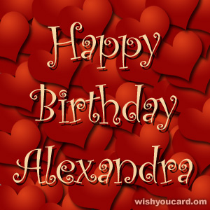 happy birthday Alexandra hearts card
