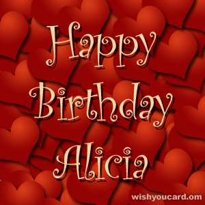 happy birthday Alicia hearts card