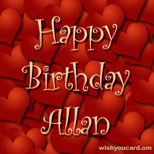 happy birthday Allan hearts card