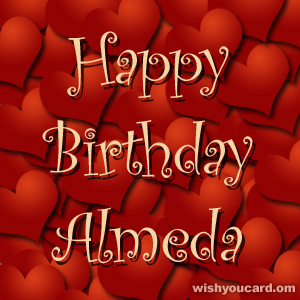 happy birthday Almeda hearts card