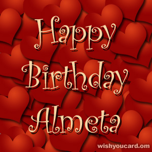 happy birthday Almeta hearts card