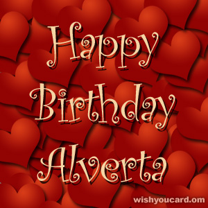happy birthday Alverta hearts card