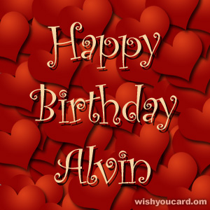 happy birthday Alvin hearts card