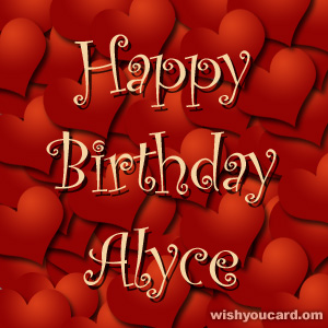 happy birthday Alyce hearts card