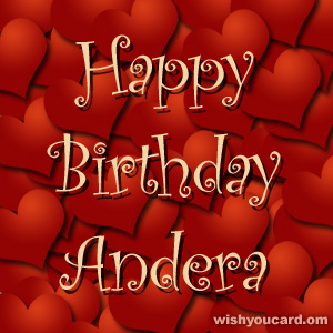 happy birthday Andera hearts card