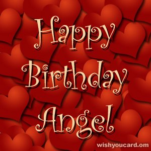 happy birthday Angel hearts card
