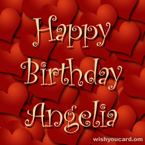 happy birthday Angelia hearts card