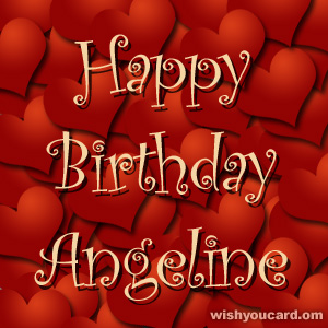 happy birthday Angeline hearts card