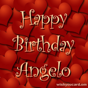 happy birthday Angelo hearts card