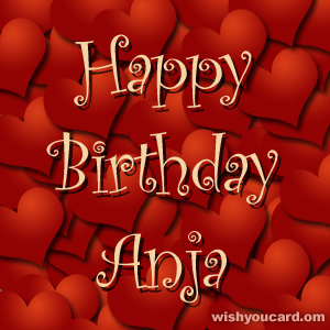 happy birthday Anja hearts card